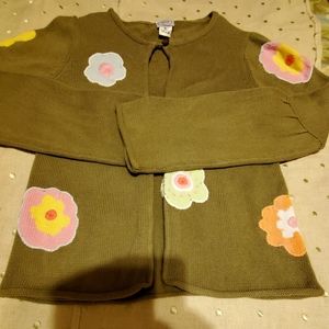Talbots Kids Knitted Girls Cardigan Olive Green Sweater-Size 12